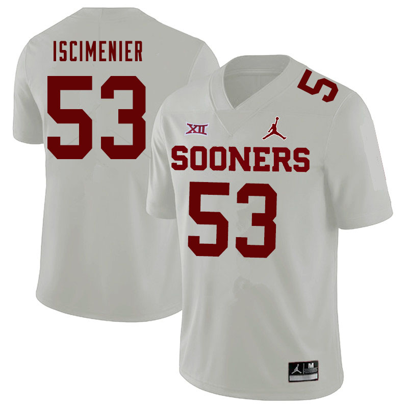 Jordan Brand Men #53 Jared Iscimenier Oklahoma Sooners College Football Jerseys Sale-White